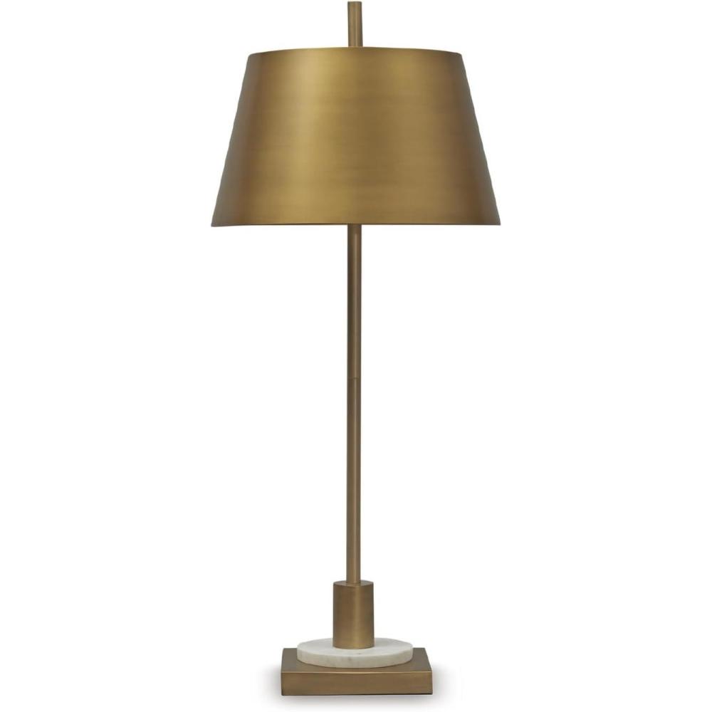 imageSignature Design by Ashley Carlenbury Retro Metal Table Lamp with 3Way Switch Dark BrownGold FinishWhite