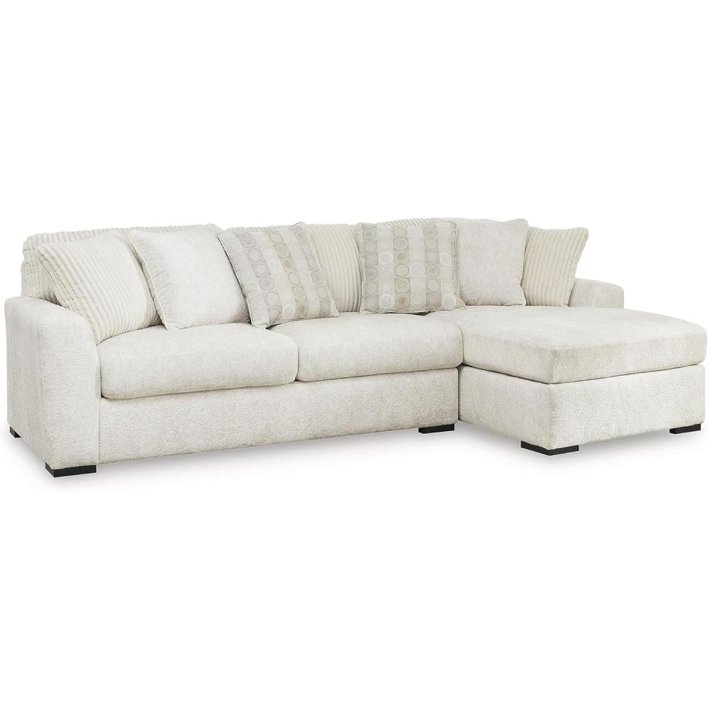 imageSignature Design by Ashley Chessington LShaped 2Piece Sectional with Chaise Reversible Cushions 6 Accent Pillows Fabric Upholstery 120quot W x 65quot D x 40quot H White2 Piece Sectional with Chaise