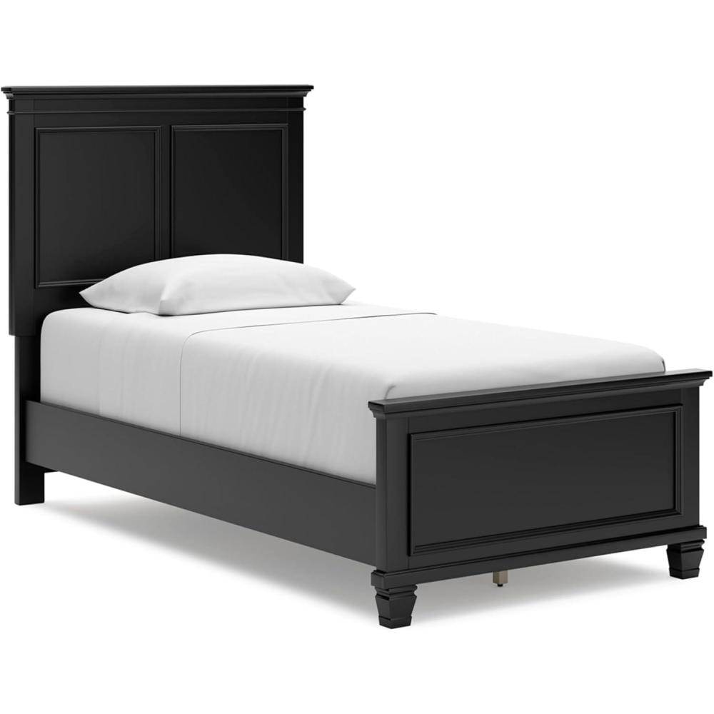 imageSignature Design by Ashley Danabrin Traditional Queen Panel Bed with Tapered Feet Foundation or Box Spring Needed Dark BrownBlack