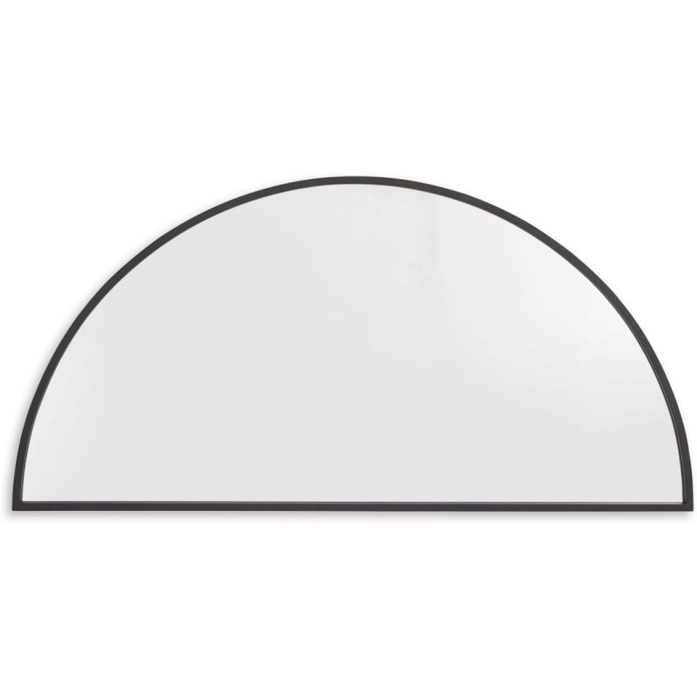 imageSignature Design by Ashley Denlow Contemporary Semicircular Wall Mounted Metal Frame Accent Mirror 50 x 25 Inches for Living Room Black
