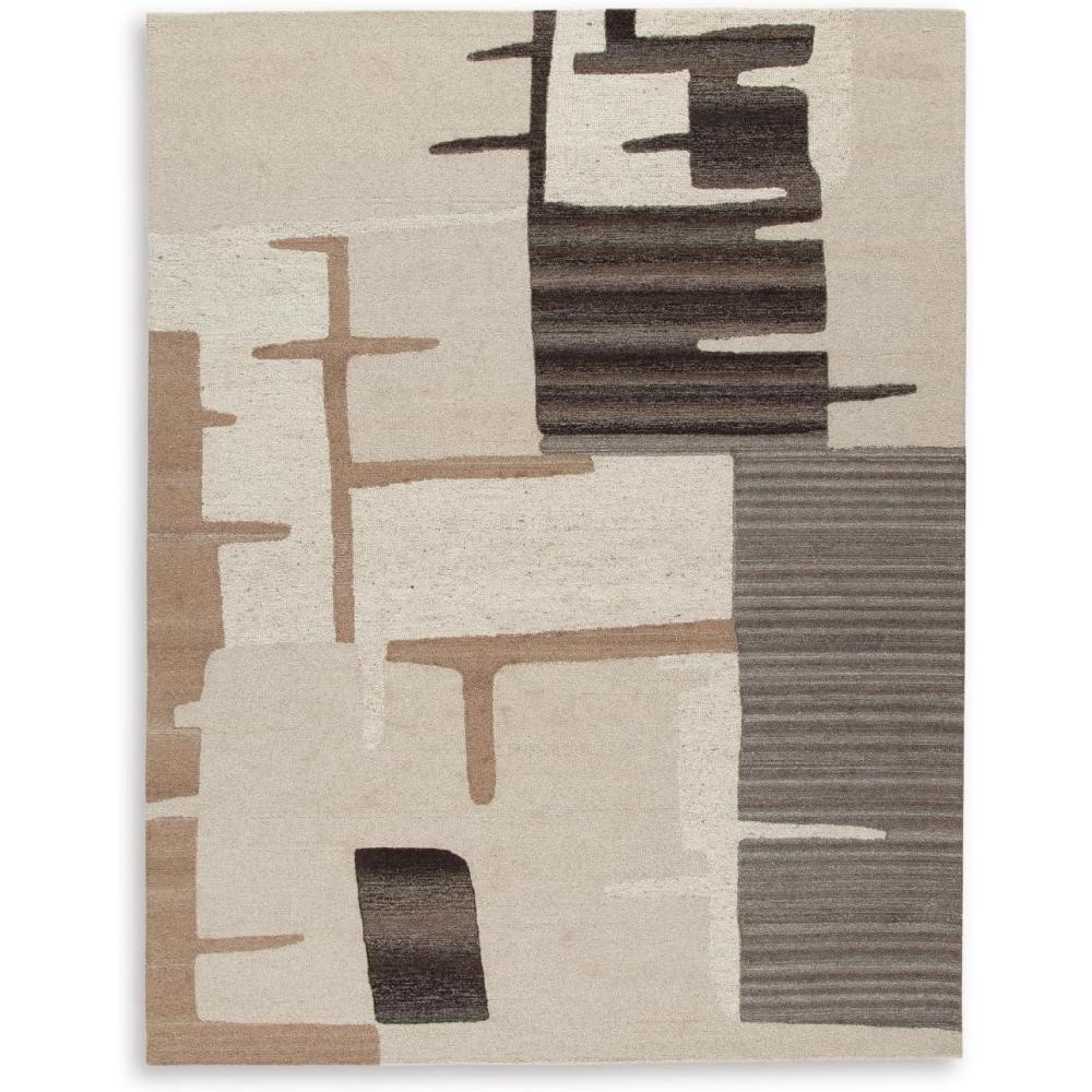 imageSignature Design by Ashley Kencher Contemporary Indoor Abstract Handmade 8 x 10 Large Rug Beige ampamp Light Brown78 x 911 Rectangular
