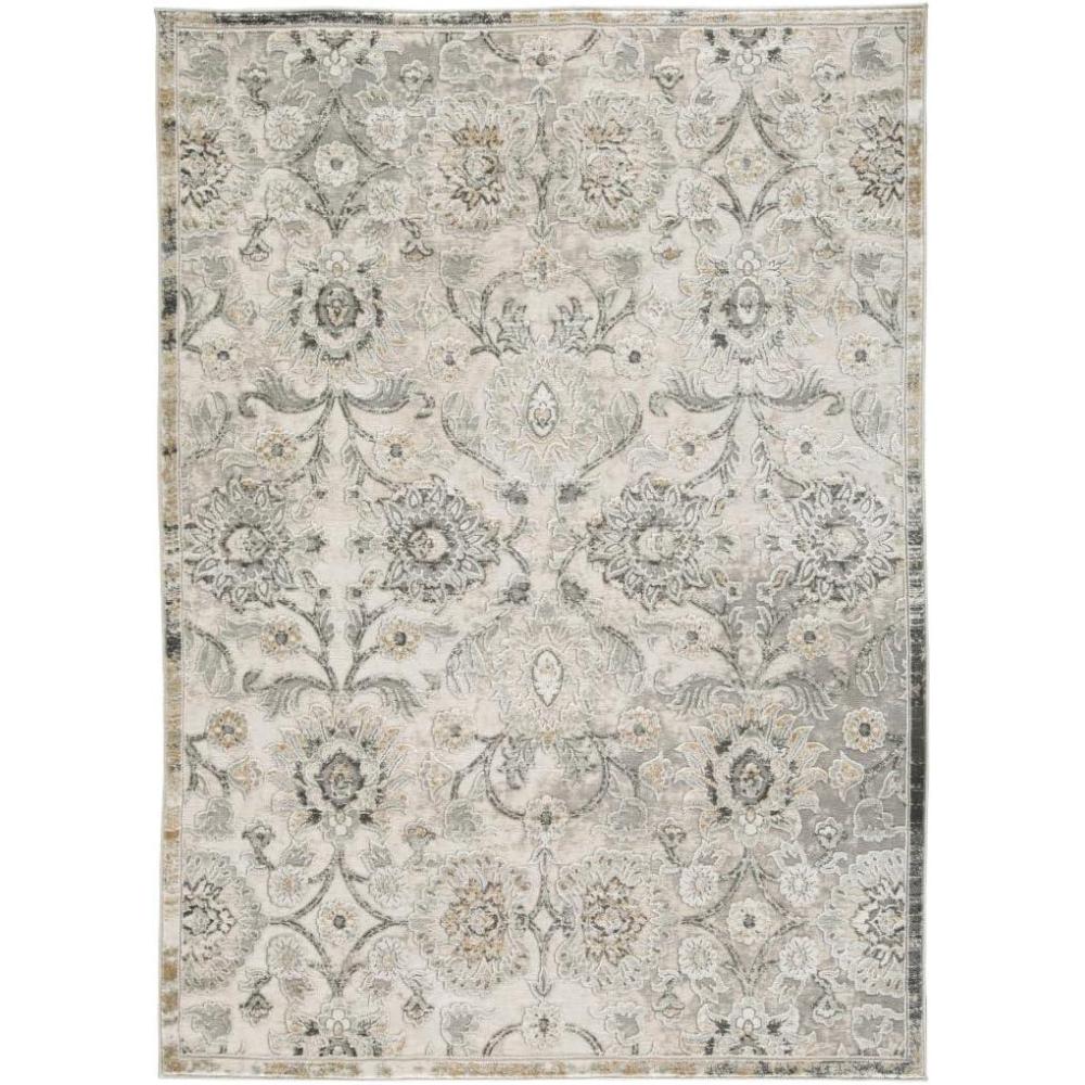 imageSignature Design by Ashley Kilkenny Traditional 8 x 10 Medium Pile Botanical Themed Rug Cream Gold ampamp Gray53 x 73 Rectangular