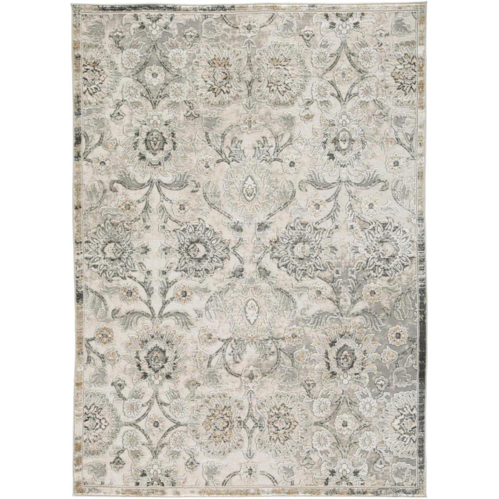 imageSignature Design by Ashley Kilkenny Traditional 8 x 10 Medium Pile Botanical Themed Rug Cream Gold ampamp Gray710 x 102 Rectangular