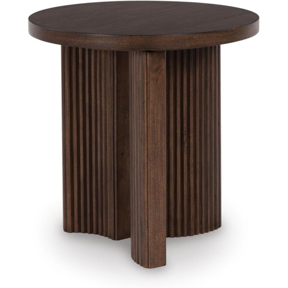 imageSignature Design by Ashley Korestone Contemporary End Table with Curved Legs Dark Brown