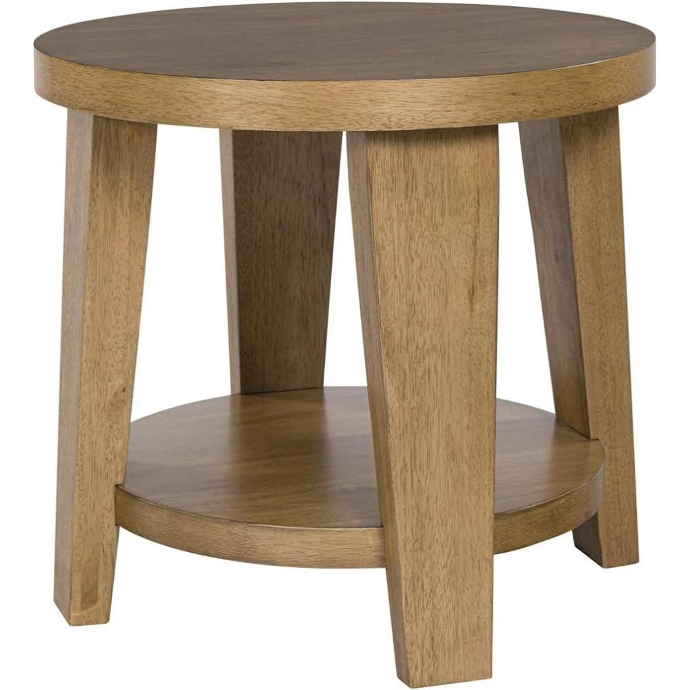 imageSignature Design by Ashley Kristiland Classic End Table with Lower Shelf Light Brown