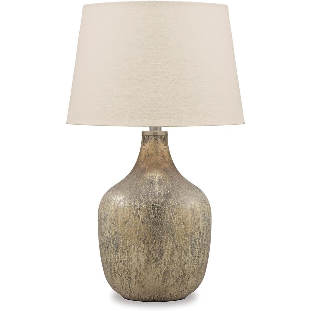 imageSignature Design by Ashley Mari Contemporary 2775quot Mercury Glass Table Lamp Gray ampamp GoldMari