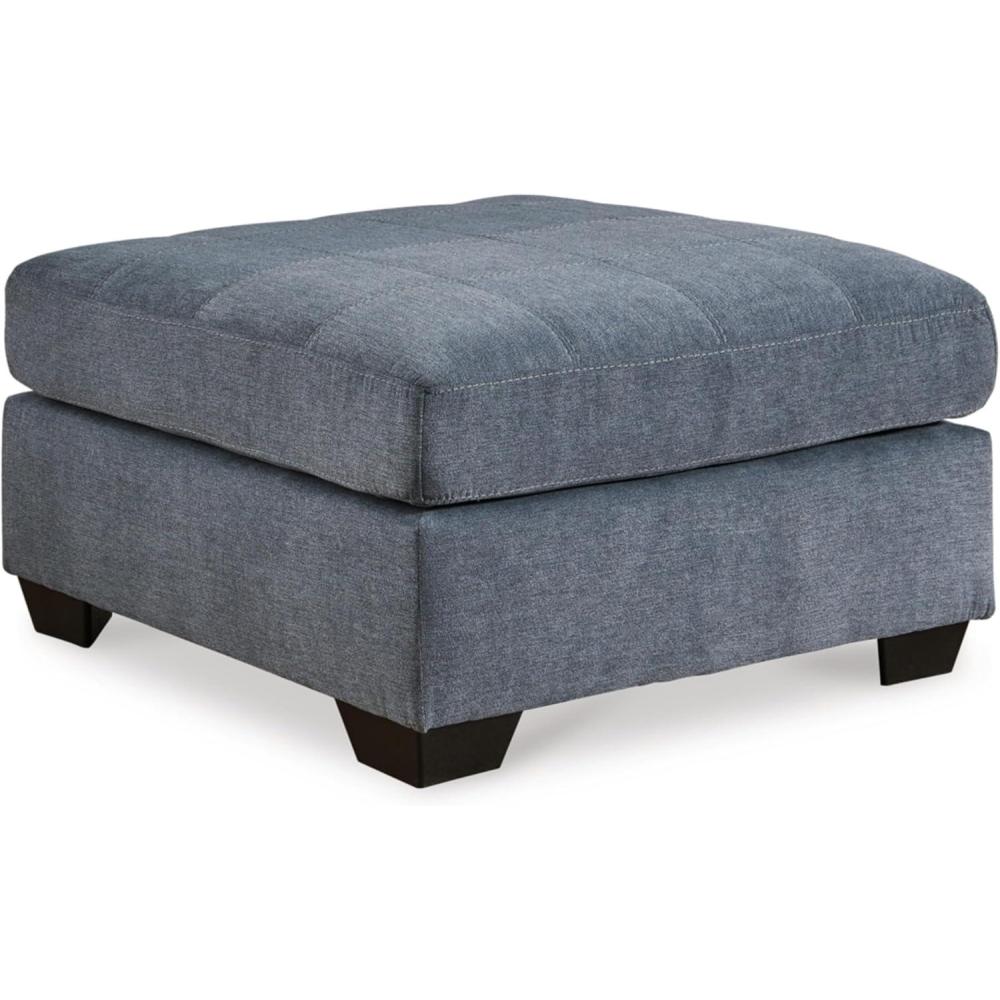 imageSignature Design by Ashley Marleton Classic Square Upholstered Oversized Accent Ottoman Light GrayBlue