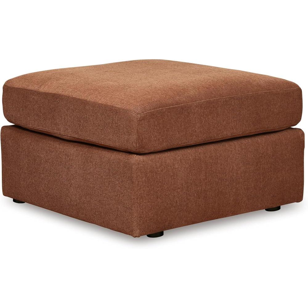 imageSignature Design by Ashley Modmax Contemporary Stain Resistant Square Oversized Accent Ottoman with NonSkid Legs BlueBurnt Orange