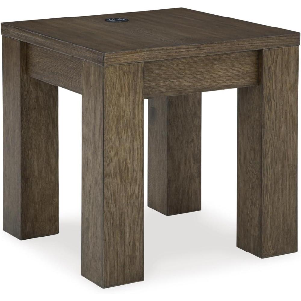 imageSignature Design by Ashley Rosswain Casual End Table with Wireless Charging and Straight Legs Dark Brown