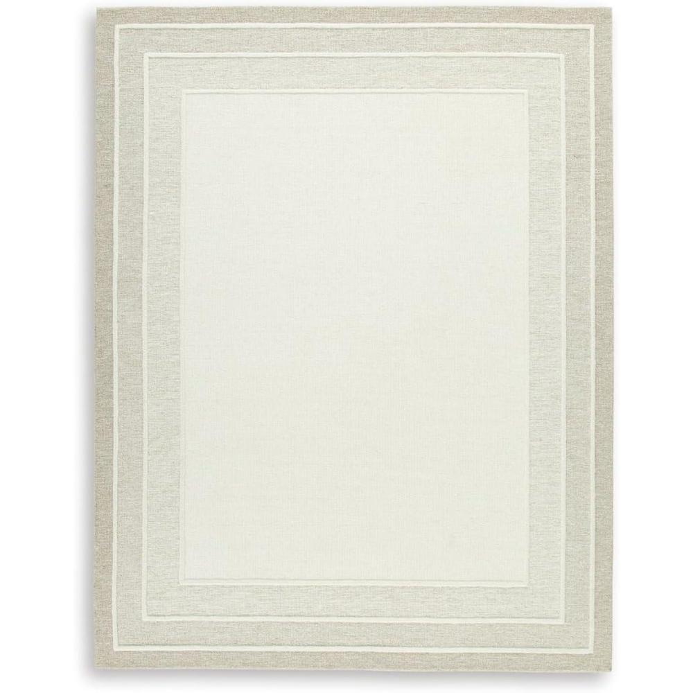 imageSignature Design by Ashley Teelgan Casual Indoor HandTufted Geometric Wool 10 x 14 Rug Light Brown ampamp White51 x 611 Rectangular