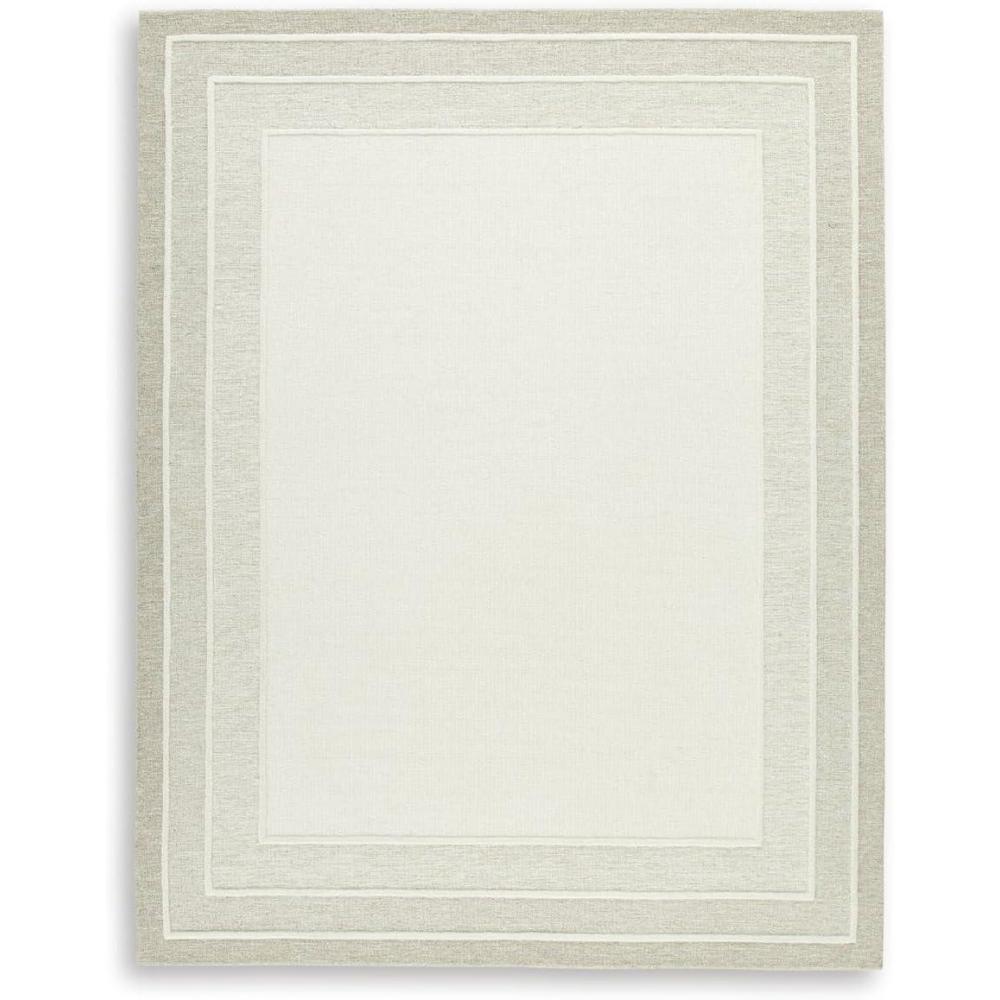 imageSignature Design by Ashley Teelgan Casual Indoor HandTufted Geometric Wool 10 x 14 Rug Light Brown ampamp White79 x 99 Rectangular