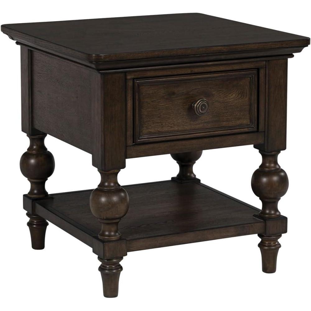 imageSignature Design by Ashley Veramond Traditional End Table with Drawer and Lower Shelf Dark Brown