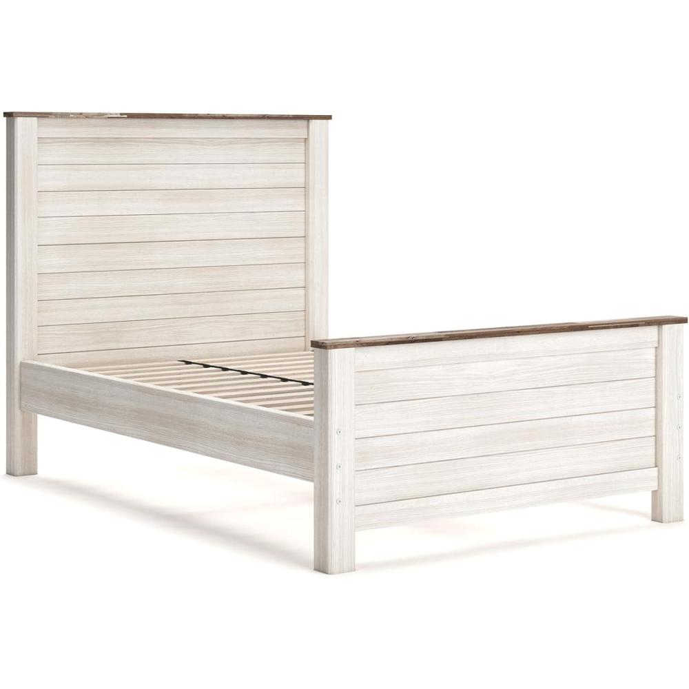 imageSignature Design by Ashley Willowton Casual California King Panel Bed with Metal Slats Foundation or Box Spring Needed WhitewashFull