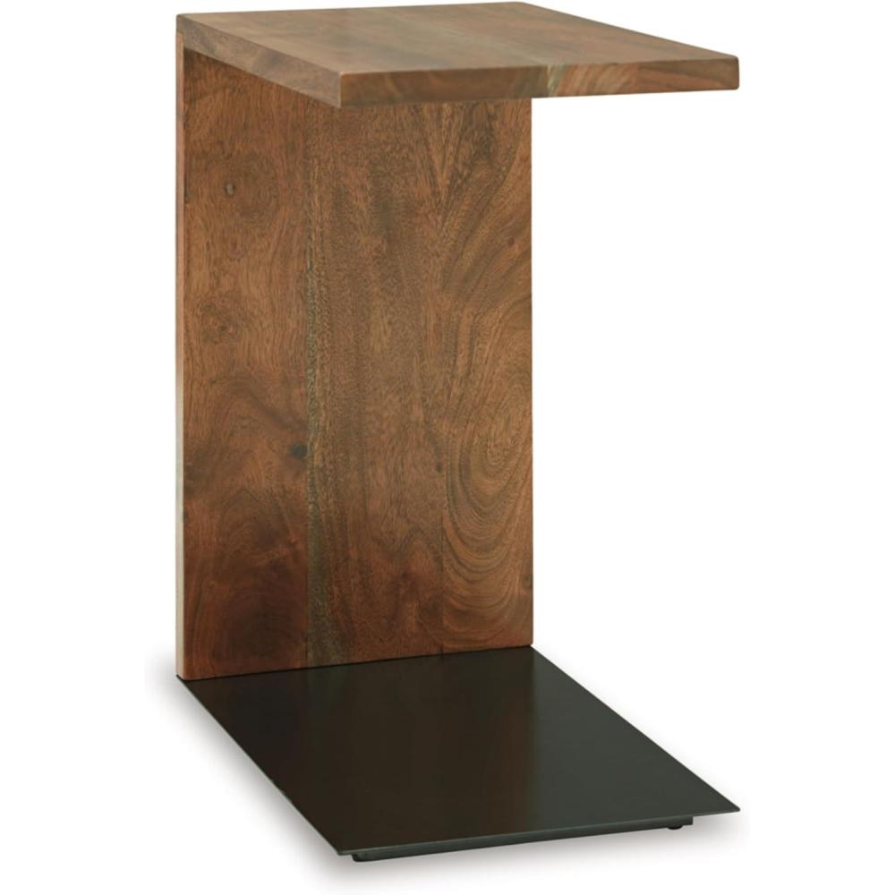 imageSignature Design by Ashley Wimshaw Contemporary Accent Table with Metal Base and CTable Design Black ampamp Light Brown