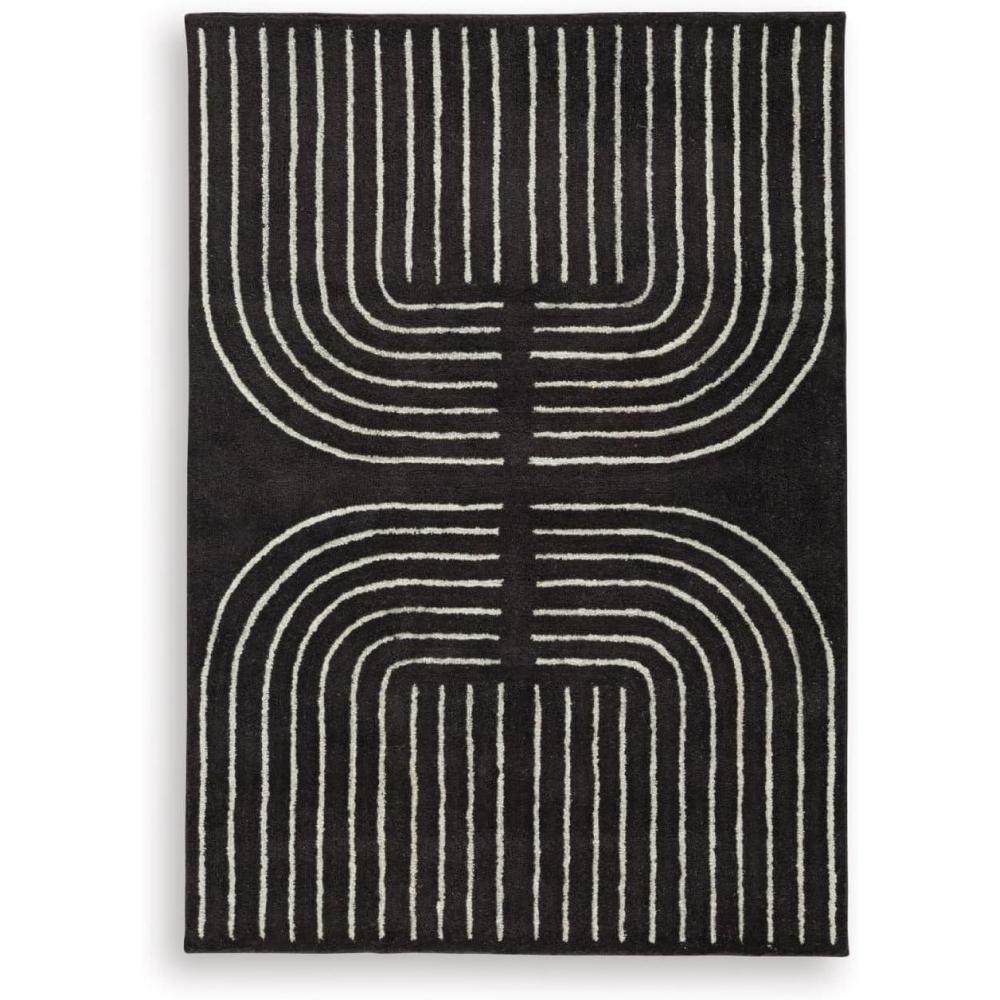 imageSignature Design by Ashley Wyscott Contemporary 8 x 10 High Pile Marble Abstract Design Rug Beige Gray ampamp BlackBlackCream