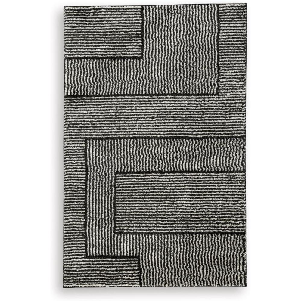 imageSignature Design by Ashley Wyscott Contemporary 8 x 10 High Pile Marble Abstract Design Rug Beige Gray ampamp BlackBlackIvory