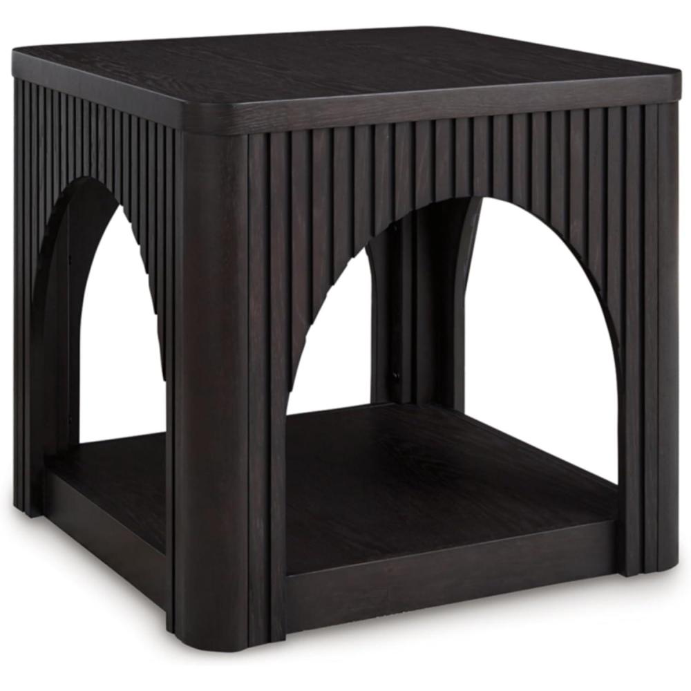 imageSignature Design by Ashley Yellink Contemporary End Table with Open Shelf Arches and Lattice Details Black