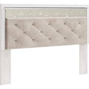 Signature Design by Ashley Altyra Contemporary Adjustable Tufted Full Upholstered Panel Bed with LED Lights and Metal Slats, Foundation or Box Spring Needed, White & Gray(King Panel Headboard Only)