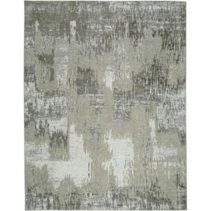 Signature Design by Ashley Barkham Transitional Machine Washable 8×10 Area Rug, Light Gray & Blue(Light Gray & Cream)
