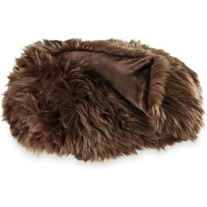 Signature Design by Ashley Bellethrone Modern Lightweight Reversible Faux Fur Throw, 50×60, Dark Brown
