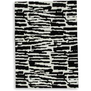 Signature Design by Ashley Bramshaw Modern Indoor Striped 5 x 7 Rug, Black & White(5’2″ x 6’9″ (Rectangular))