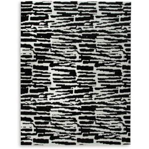 Signature Design by Ashley Bramshaw Modern Indoor Striped 5 x 7 Rug, Black & White(7’8″ x 9’10” (Rectangular))