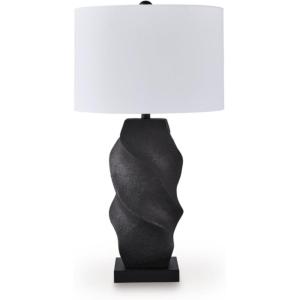 Signature Design by Ashley Carlenbury Retro Metal Table Lamp with 3-Way Switch, Dark Brown(Black / White)