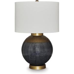 Signature Design by Ashley Carlenbury Retro Metal Table Lamp with 3-Way Switch, Dark Brown(Blue/Gold Finish)