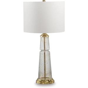 Signature Design by Ashley Carlenbury Retro Metal Table Lamp with 3-Way Switch, Dark Brown(Clear/Gold Finish)