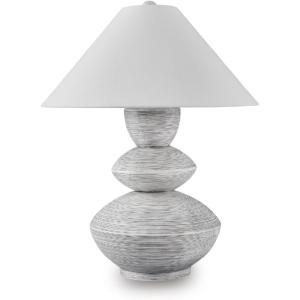 Signature Design by Ashley Carlenbury Retro Metal Table Lamp with 3-Way Switch, Dark Brown(Distressed White/Gray)