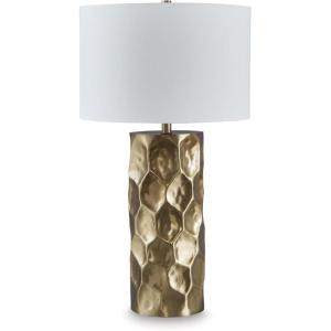 Signature Design by Ashley Carlenbury Retro Metal Table Lamp with 3-Way Switch, Dark Brown(Gold Finish)