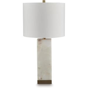 Signature Design by Ashley Carlenbury Retro Metal Table Lamp with 3-Way Switch, Dark Brown(White/Gold Finish)