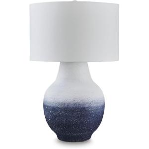 Signature Design by Ashley Carlenbury Retro Metal Table Lamp with 3-Way Switch, Dark Brown(White/Navy)