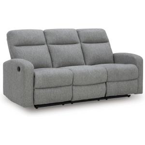 Signature Design by Ashley Carrigan Lane Classic Manual Pull Tab Dual Sided Reclining Sofa with Position Lock, Gray(Sterling)