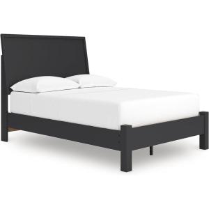 Signature Design by Ashley Cielden Farmhouse Queen Panel Platform Bed, Foundation or Box Spring Not Needed, Light Brown(Black)