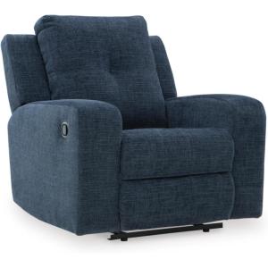 Signature Design by Ashley Danum Modern Tufted Manual Reclining Loveseat with 2 Accent Pillows, Beige(Blue)