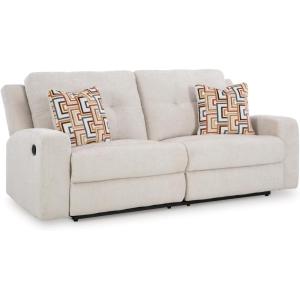 Signature Design by Ashley Danum Modern Tufted Manual Reclining Sofa with 2 Accent Pillows, Beige(Beige)