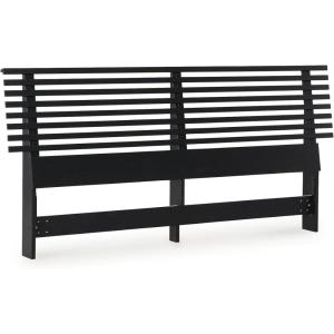 Signature Design by Ashley Danziar Modern Slat Headboard for Bedroom, Queen, Black(Queen)