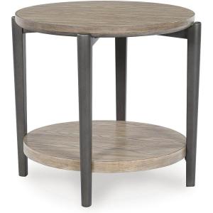 Signature Design by Ashley Dyonton Industrial End Table with Lower Shelf, Light Brown & Gray