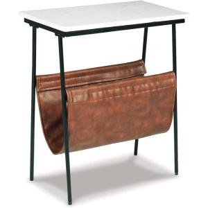 Signature Design by Ashley Etanbury Modern Chic Marble Top Accent Table, White & Black