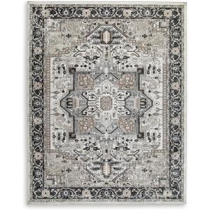 Signature Design by Ashley Farrendale Mid-Century Modern Indoor Geometric Washable 8 x 10 Area Rug, Blue & Red(Black/Cream)