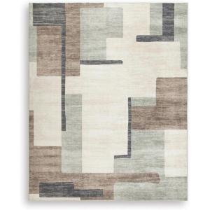 Signature Design by Ashley Farrendale Mid-Century Modern Indoor Geometric Washable 8 x 10 Area Rug, Blue & Red(Cream/Brown/Gray)