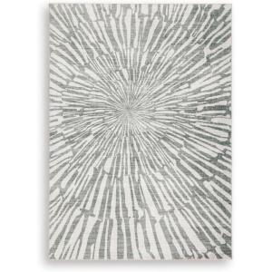 Signature Design by Ashley Farrendale Mid-Century Modern Indoor Geometric Washable 8 x 10 Area Rug, Blue & Red(Gray/White)