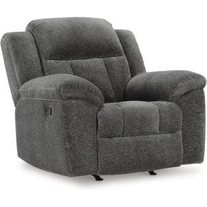 Signature Design by Ashley Frohn Urban Manual Rocker Recliner with Pillow-Top Arms, Gray(Grey)