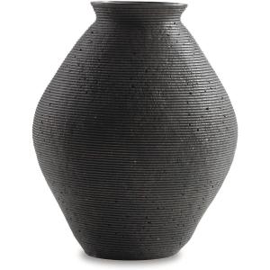 Signature Design by Ashley Hannela 12″ Modern Distressed Polyresin Vase, Antique Brown(Dark Brown)