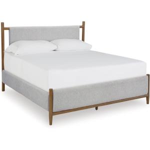 Signature Design by Ashley Lyncott Casual King Upholstered Bed, Foundation or Box Spring Needed, Light Gray & Light Brown(Queen)
