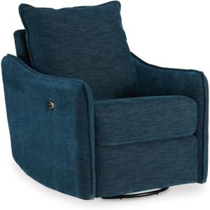Signature Design by Ashley McBurg Contemporary Swivel Power Recliner with USB Ports, Light Gray(Blue)