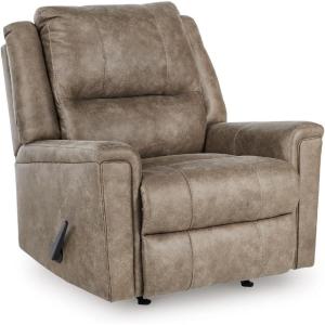 Signature Design by Ashley Rampant Casual Manual Rocker Recliner with Pillow-Top Arms, Gray(Fog)