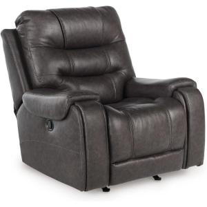 Signature Design by Ashley Rampant Casual Manual Rocker Recliner with Pillow-Top Arms, Gray(Smoke)