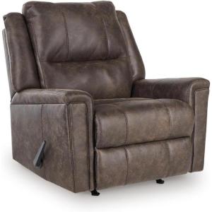 Signature Design by Ashley Rampant Casual Manual Rocker Recliner with Pillow-Top Arms, Gray(Walnut)